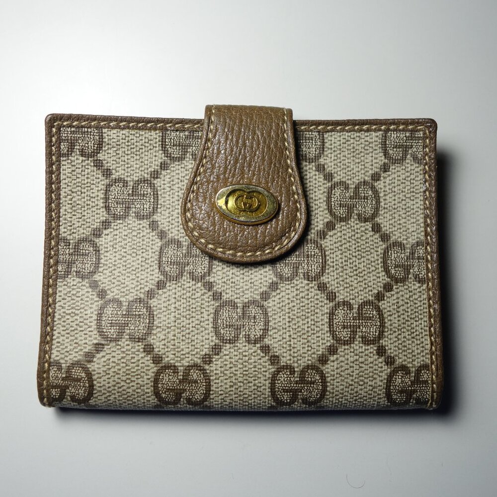 Vtg Gucci GG Monogram Coated Canvas Card Holder Made In Italy, Size 3 in x 4 in